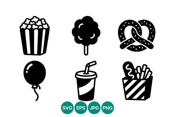 Black and White Fast Food Icons