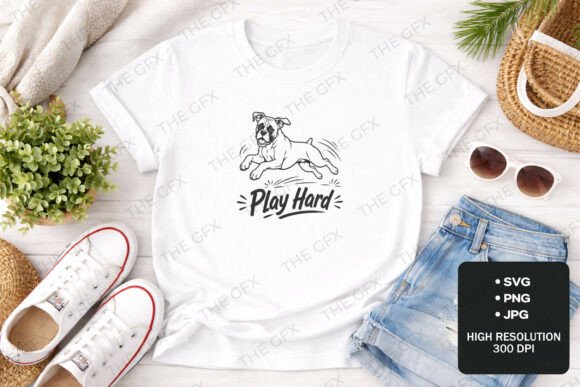 Boxer Dog Play Hard Adventure Design