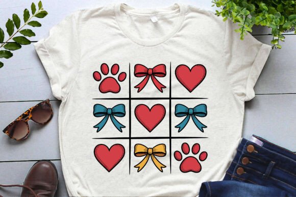 Checkered Dog Paw Valentine's PNG