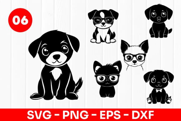 Cute Dog Cartoon Pet Animal Faces SVG