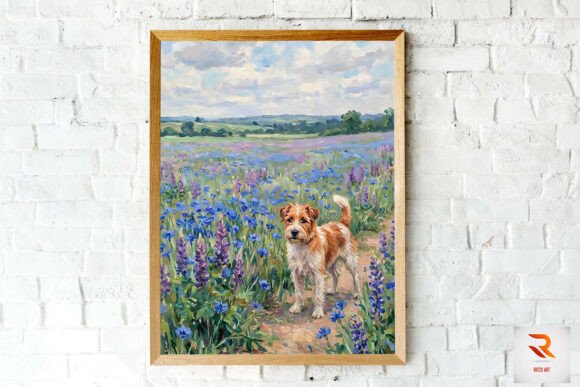Cute Dog Wildflowers Meadow Wall Art