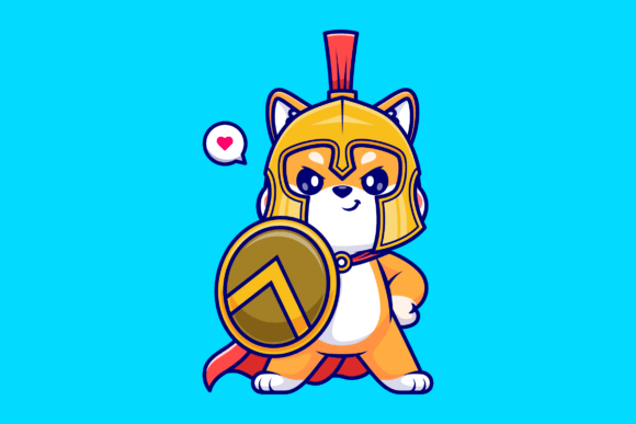 Cute Shiba Inu Dog Knight with Shield