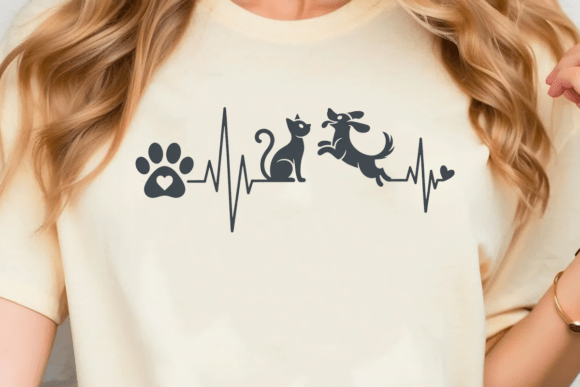 Dog and Cat Heartbeat SVG