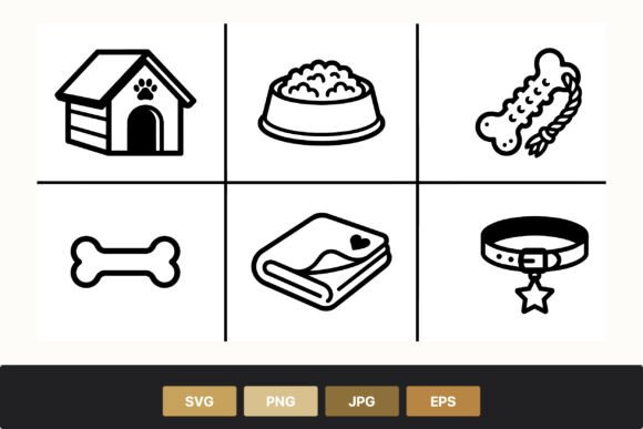 Dog House Food Bone Collar Icons