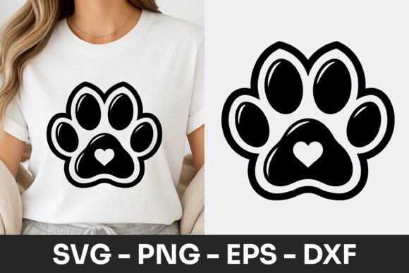 Dog Paw Heart Icon Design SVG PNG