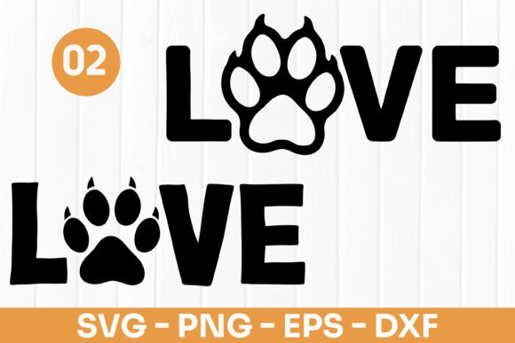 Dog Paw Love Typography SVG PNG