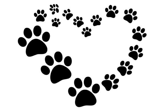 Dog Paw Print Heart SVG