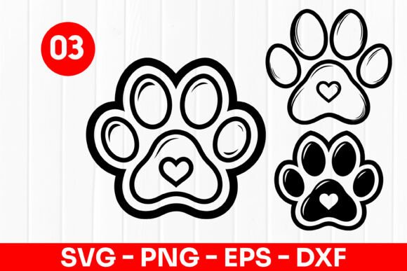 Dog Paw Print Outline Design SVG PNG