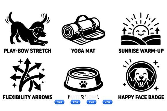 Dog Yoga Icon SVG Pack