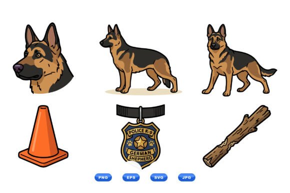German Shepherd Dog Vector Art