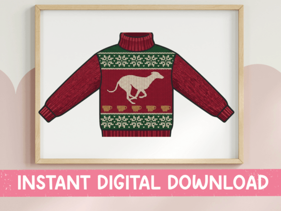 Greyhound Ugly Christmas Sweater Art