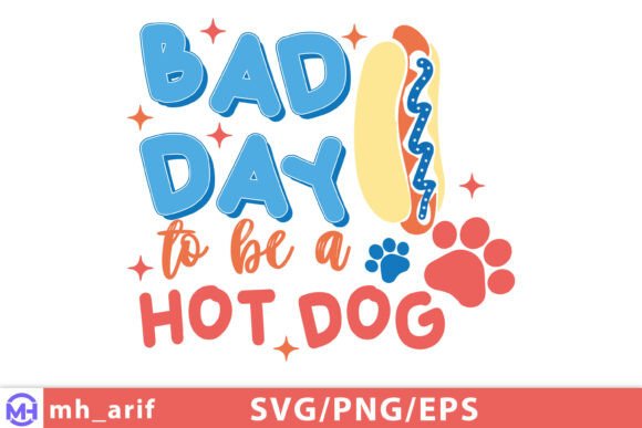 Hot Dog 4th of July Hand-drawn SVG PNG