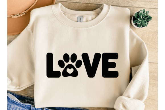 Love Dog Paw Typography PNG SVG