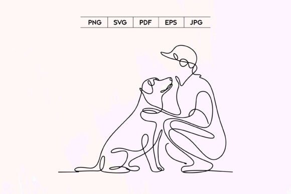Man with Dog Line Art Review