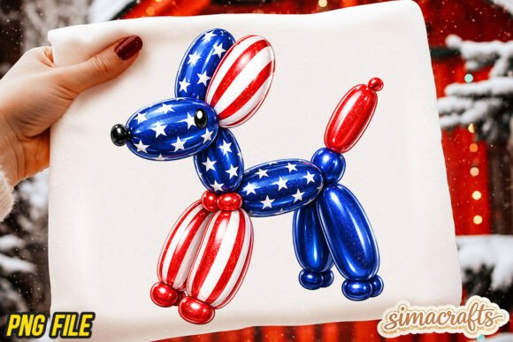 Patriotic Balloon Dog PNG Sublimation