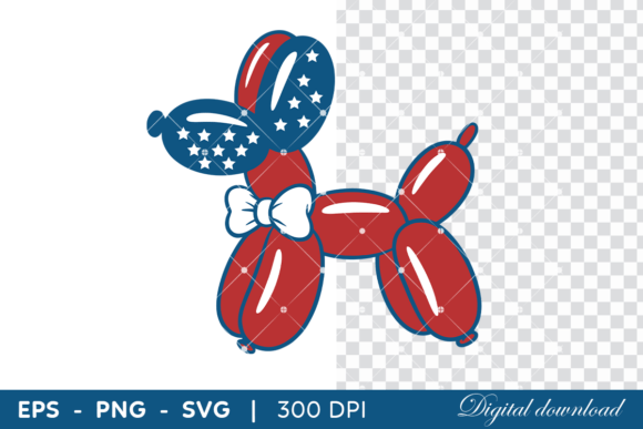 Patriotic Balloon Dog with American Flag