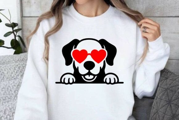 Peeking Dog with Heart Sunglass SVG PNG