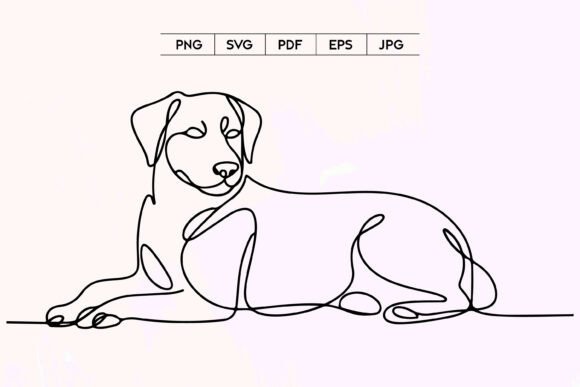 Relaxed Dog Minimal Line Art SVG File