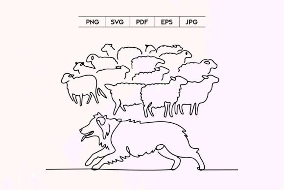 Sheep Herding Dog Line Art