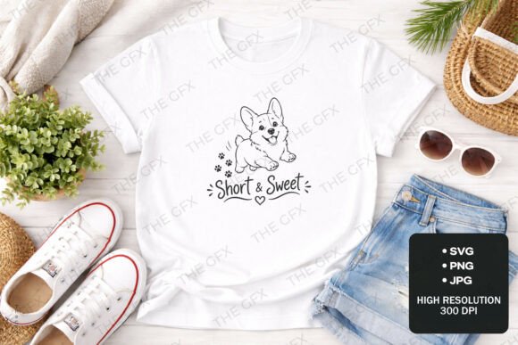Short Sweet Corgi Dog T-Shirt Design